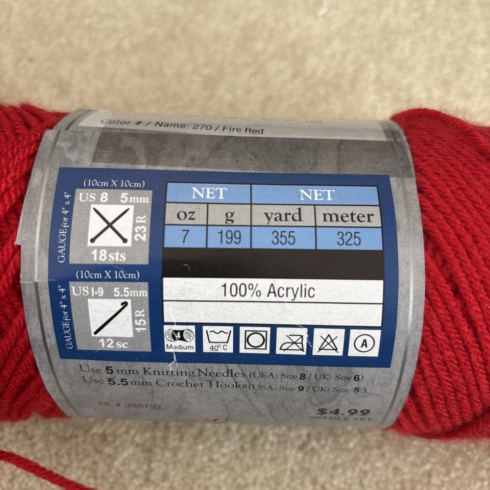 I LOVE THIS YARN! Fire Red 7 oz 355 yd - Picture 3 of 5